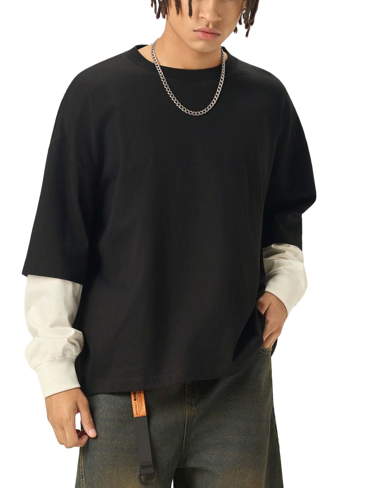 Contrast Sleeve Cotton T-Shirt | Unisex Loose Fit - STRYV Wear