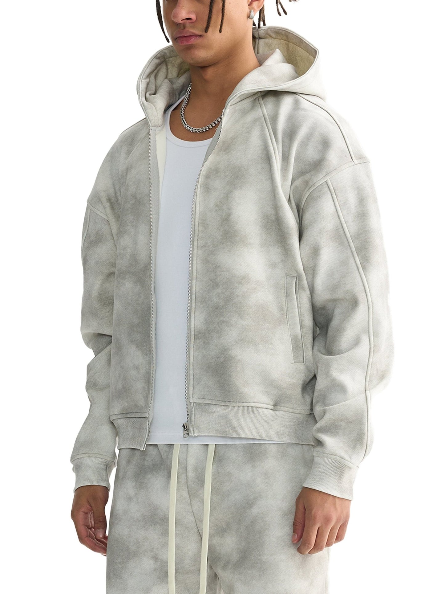 Dirty Washed Zip - Up Fleece Hoodie - STRYV Wear