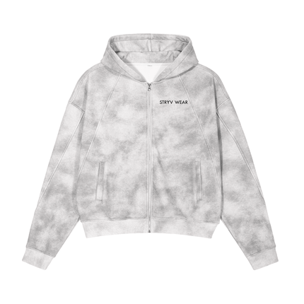 Dirty Washed Zip - Up Fleece Hoodie - STRYV Wear