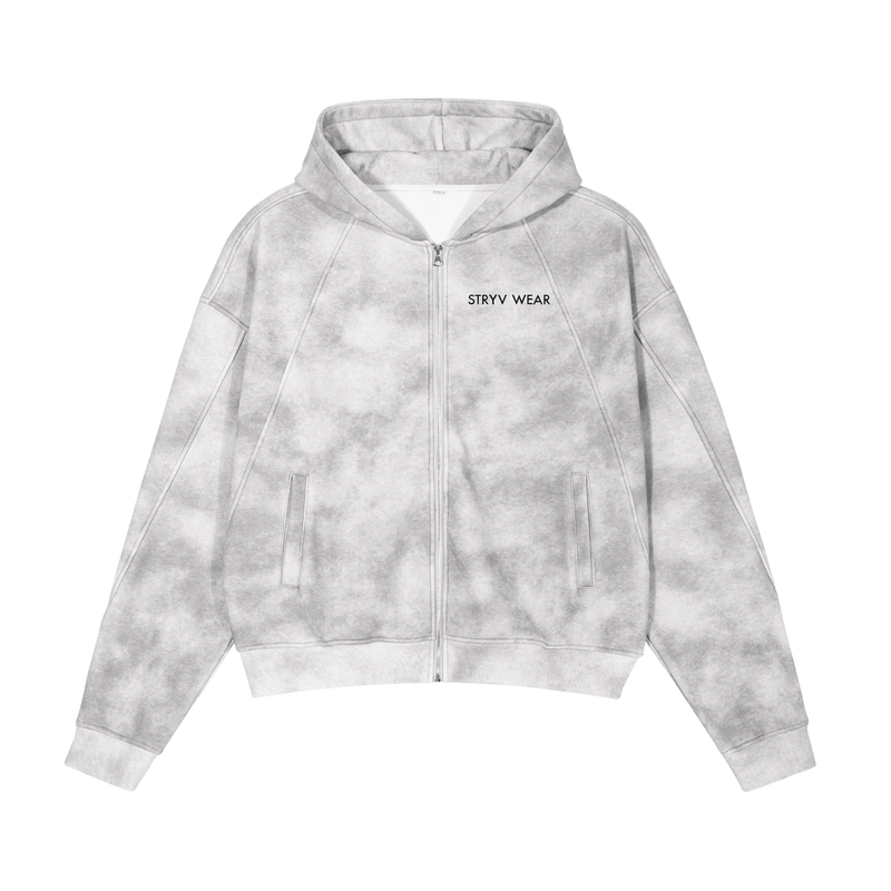 Dirty Washed Zip - Up Fleece Hoodie - STRYV Wear