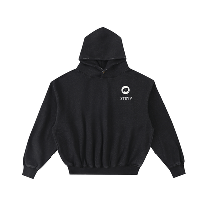 Frayed Enzyme Washed Fleece Hoodie - STRYV Wear
