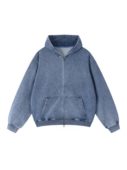 Snow Wash Oversized Zip-Up Hoodie - STRYV Wear