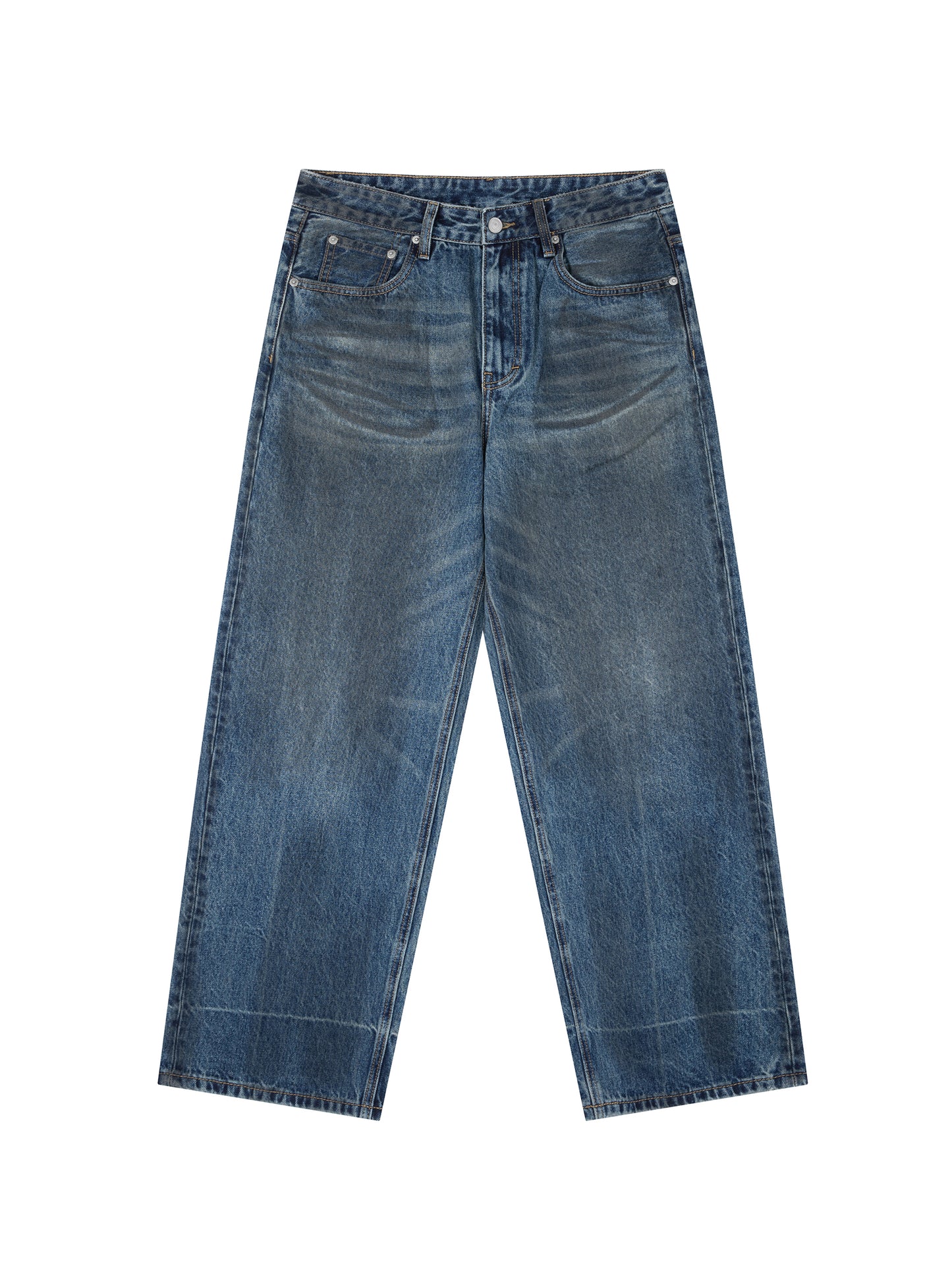 Vintage Wash Baggy Denim Jeans