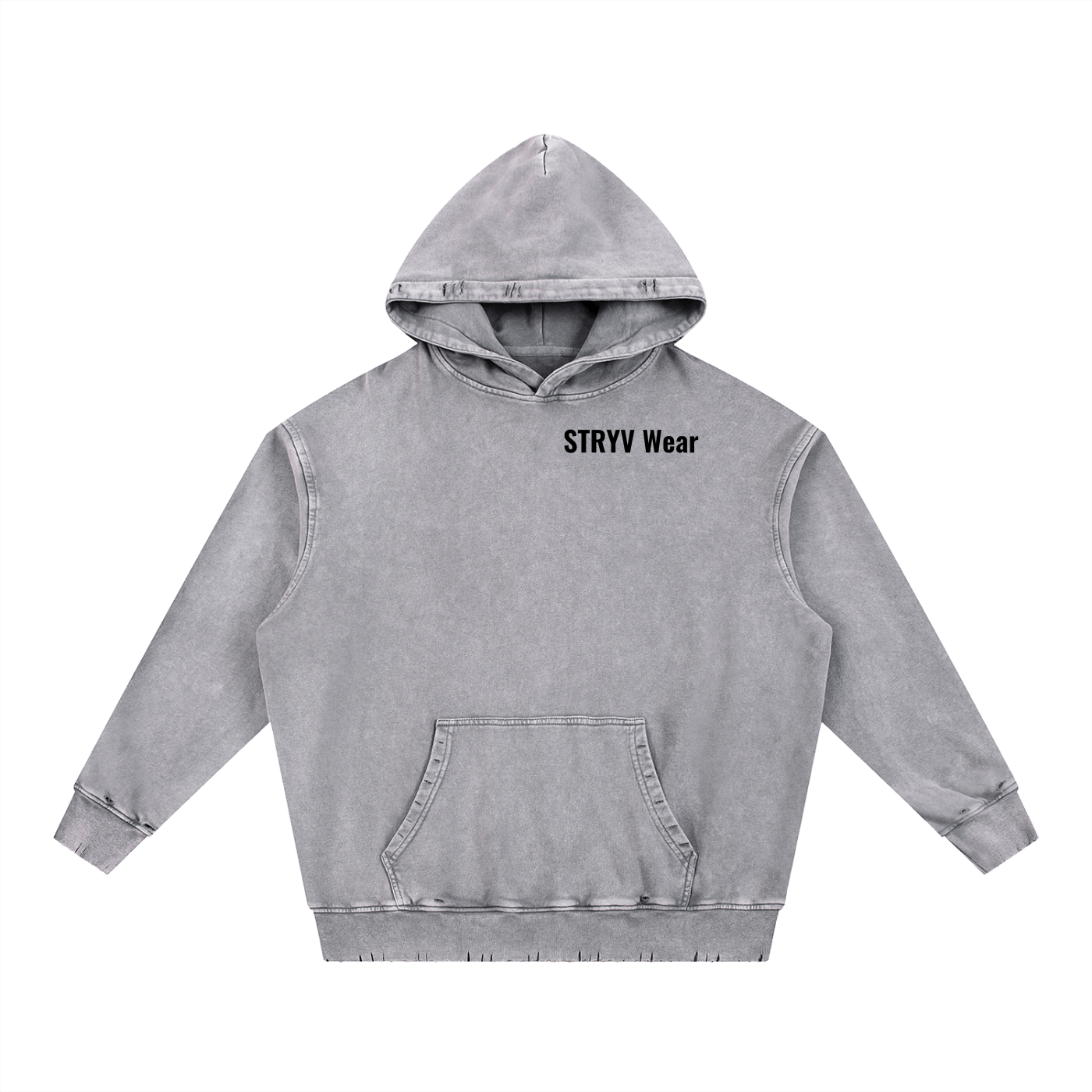 Snow Wash Hand - Frayed Heavyweight Hoodie - STRYV Wear