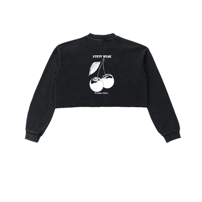 Snow Washed Raw Edge Cropped Sweatshirt - STRYV Wear