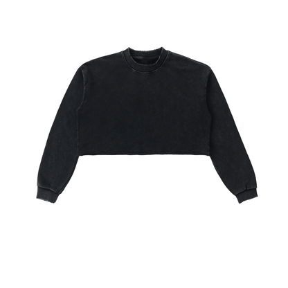 Snow Washed Raw Edge Cropped Sweatshirt - STRYV Wear