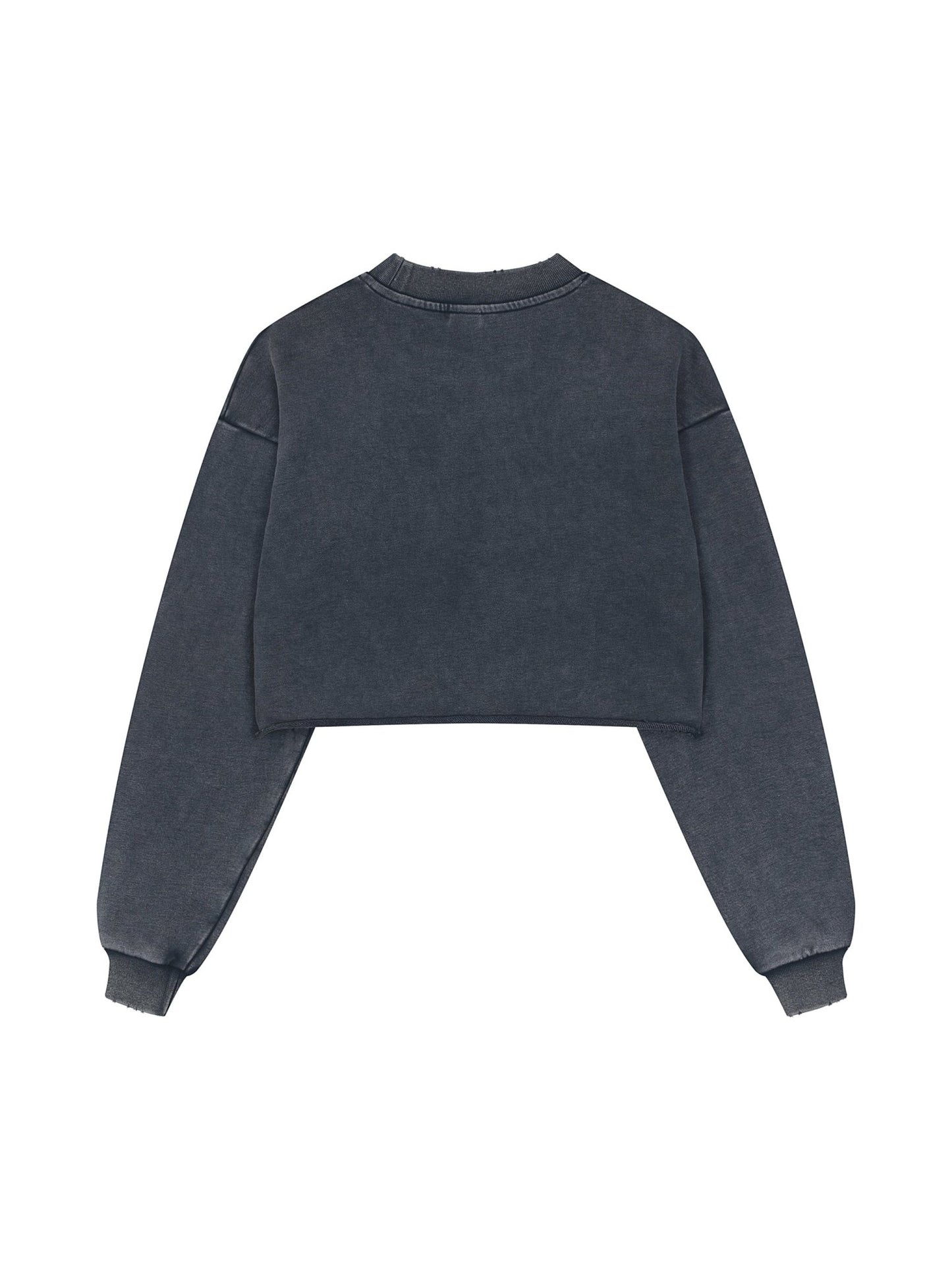 Snow Washed Raw Edge Cropped Sweatshirt - STRYV Wear