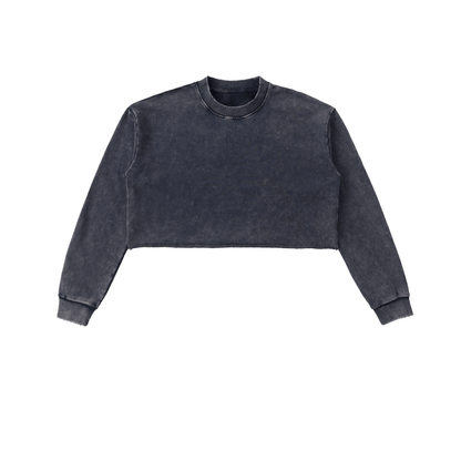 Snow Washed Raw Edge Cropped Sweatshirt - STRYV Wear