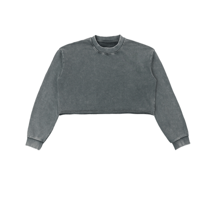 Snow Washed Raw Edge Cropped Sweatshirt - STRYV Wear
