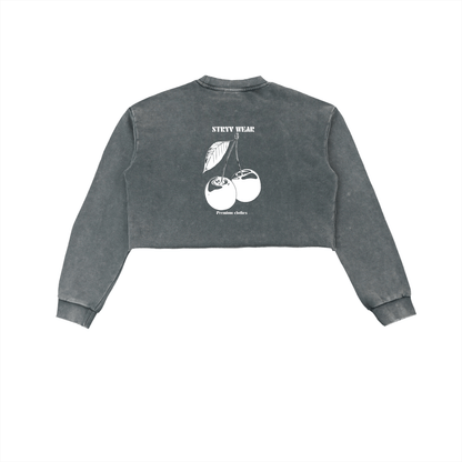 Snow Washed Raw Edge Cropped Sweatshirt - STRYV Wear