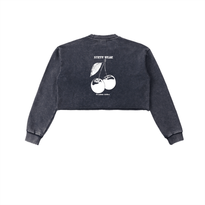 Snow Washed Raw Edge Cropped Sweatshirt - STRYV Wear
