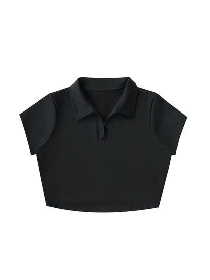 V - Neck Lapel Crop Top - STRYV Wear
