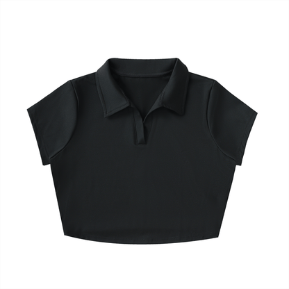 V - Neck Lapel Crop Top - STRYV Wear