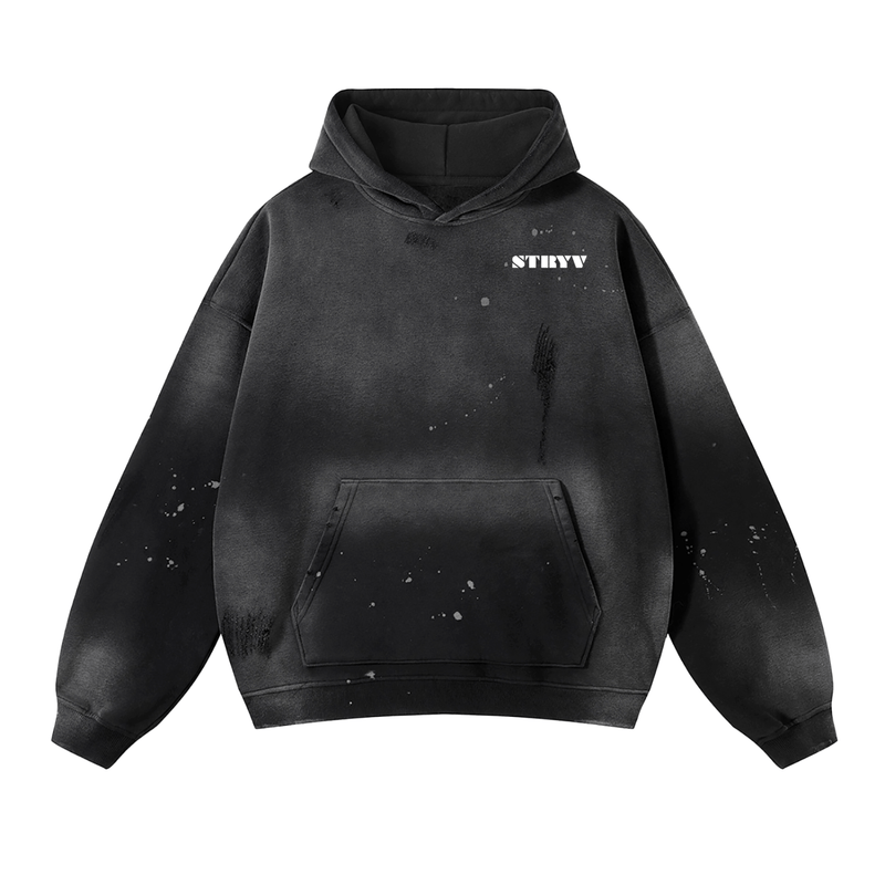 Vintage Washed Frayed Fleece Hoodie - STRYV Wear